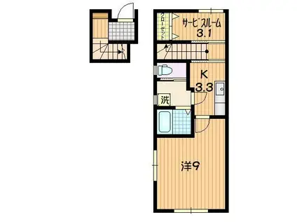 AURORA HR2(1SK/2階)の間取り写真