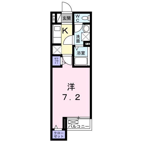 プラシード カメリア(1K/2階)の間取り写真