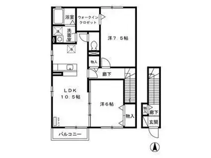 リビングタウン長久保(2LDK/2階)の間取り写真