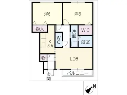 サンガーデン天白(2LDK/1階)の間取り写真