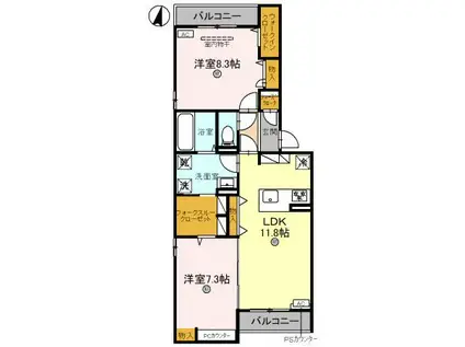 D-ROOM和歌山黒田(2LDK/3階)の間取り写真