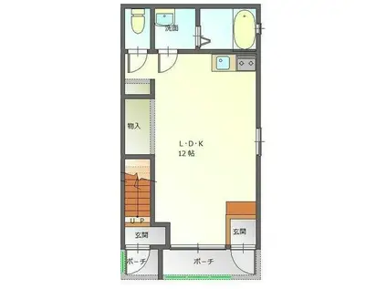 パレシェーヌデクールVII(ワンルーム/1階)の間取り写真