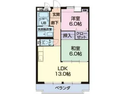 S.D.VILLAGE(2LDK/2階)の間取り写真