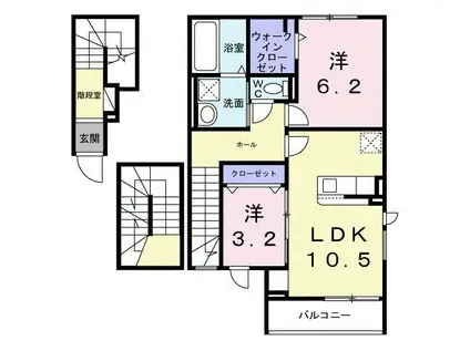 ヒカルサ小平栄町(2LDK/3階)の間取り写真