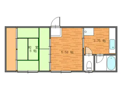コーポハイフィールド(2K/1階)の間取り写真