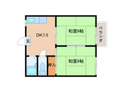 コスモハイツリゾ(2DK/1階)の間取り写真