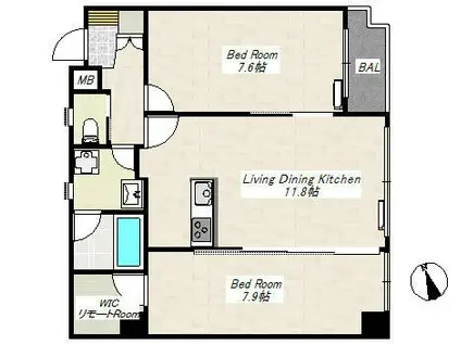 グリーンスクエアみその(2LDK/2階)の間取り写真