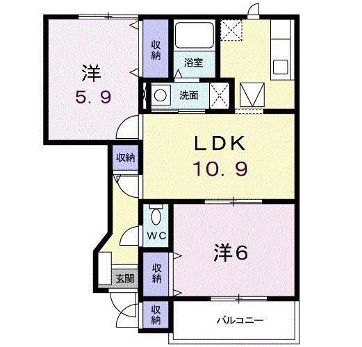 メゾン・サンパティーク(2LDK/1階)の間取り写真