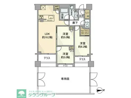 クレヴィア成城(3LDK/1階)の間取り写真