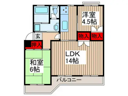 別所団地2号棟(2LDK/5階)の間取り写真