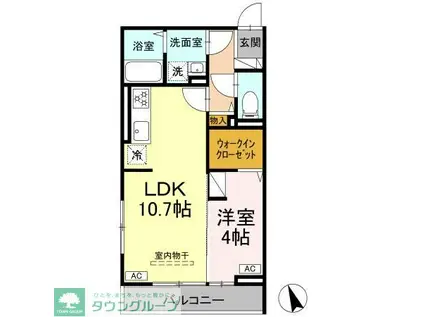 DBLESS湘南藤沢(1LDK/2階)の間取り写真