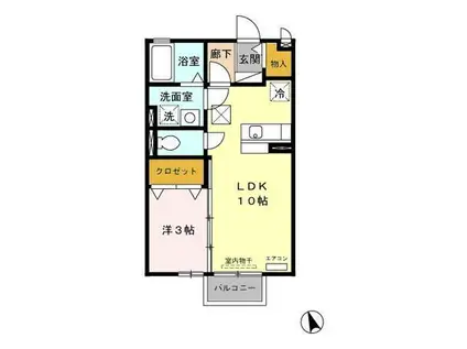 エクレール・コートII(1LDK/1階)の間取り写真