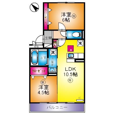 アンクレージュA/B(2LDK/1階)の間取り写真
