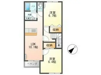 カンタービレ(2LDK/2階)の間取り写真