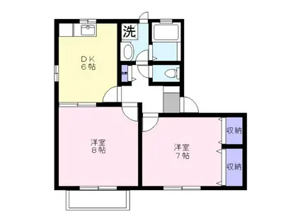 ピュールメゾンA(2DK/2階)の間取り写真