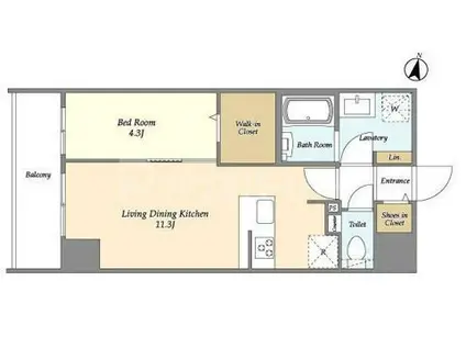 HF北千住レジデンス(1LDK/12階)の間取り写真