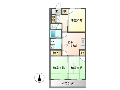 益浩コーポ(3DK/2階)の間取り写真