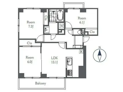 武蔵境パークハウス(2LDK/2階)の間取り写真