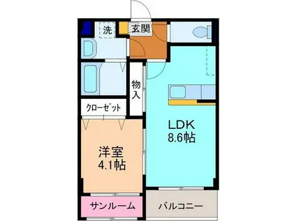 CALA ROSSO(1LDK/3階)の間取り写真