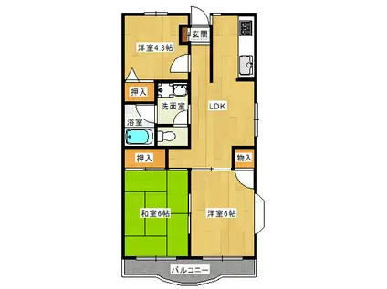 シャンテあきる野(3DK/1階)の間取り写真