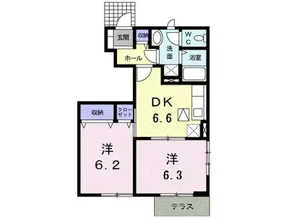 スマイルK(2DK/1階)の間取り写真