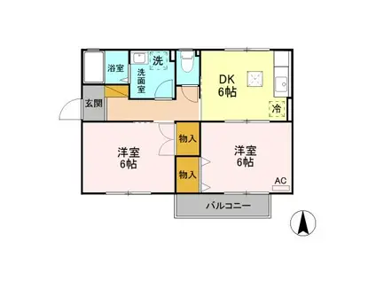 ビオレータ宮入(2DK/1階)の間取り写真