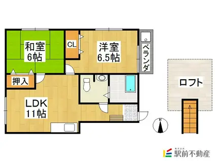 サンヒルズY(2LDK/2階)の間取り写真