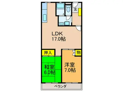 マキノコーポエイト(2LDK/2階)の間取り写真