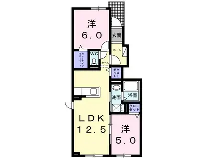 グランベルIII(2LDK/1階)の間取り写真