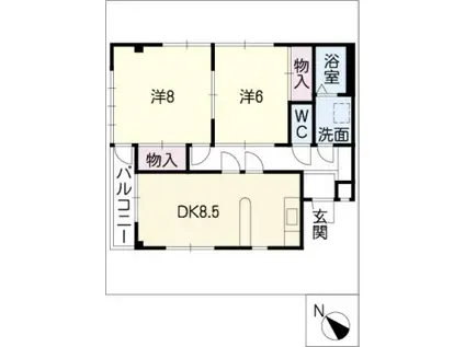 ピアレスK(2DK/2階)の間取り写真