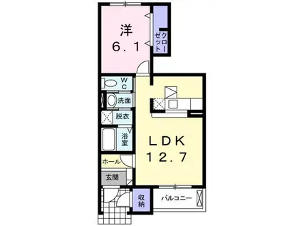 ヴィラ薫風一番館(1LDK/1階)の間取り写真