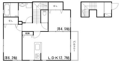 サンサージュ加納原田II(2LDK/2階)の間取り写真