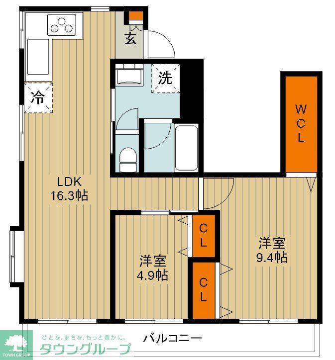 クレスト磯野(2DK/3階)の間取り写真