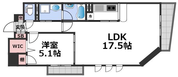 セレッソコート上本町イースト(1LDK/2階)の間取り写真