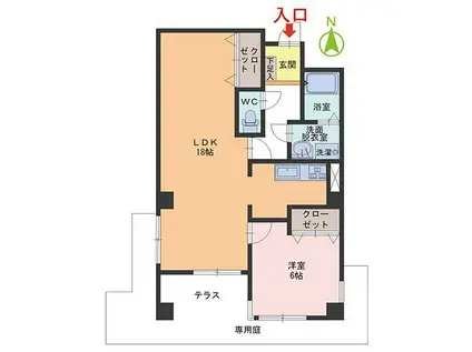 ヴィラ・ブランシェ(1LDK/1階)の間取り写真