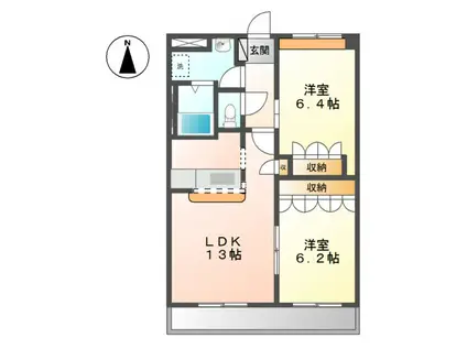 ベル・グラースI(2LDK/2階)の間取り写真