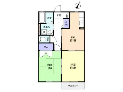 クローカスS(2DK/2階)の間取り写真