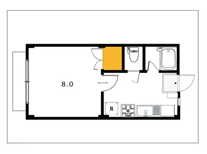 リオン西川原(1K/1階)の間取り写真