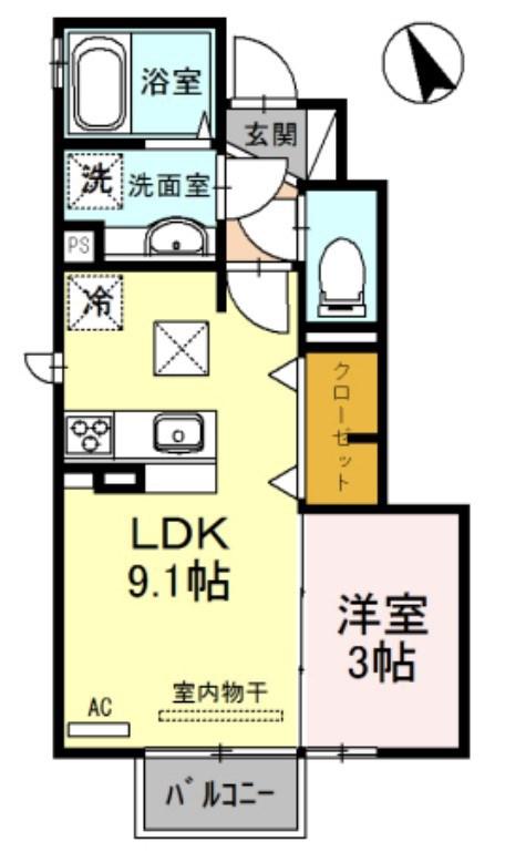 サンコート山水(1LDK/1階)の間取り写真
