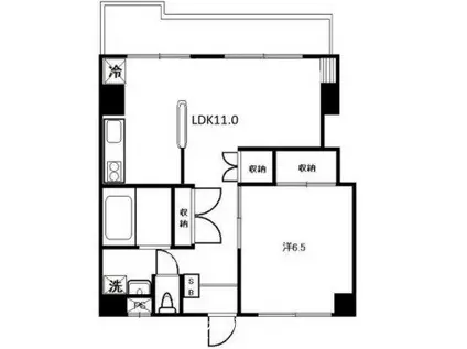 けやきヒルズ西片貝(1LDK/2階)の間取り写真