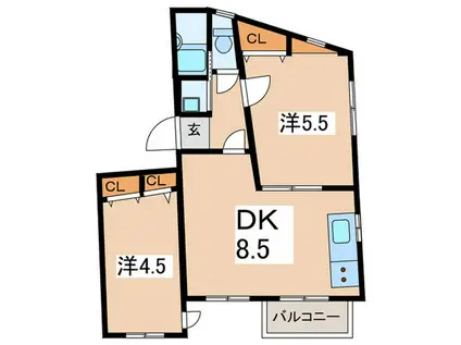 タックビルIII(2DK/3階)の間取り写真