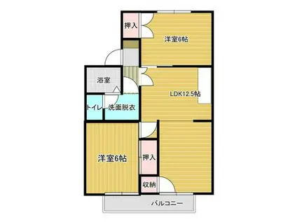 シャルム伊藤B(2LDK/2階)の間取り写真