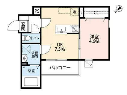 MIRAISM旭(1DK/1階)の間取り写真