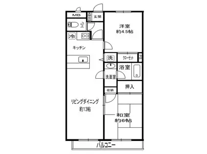 ウインブルーム深谷(2LDK/2階)の間取り写真