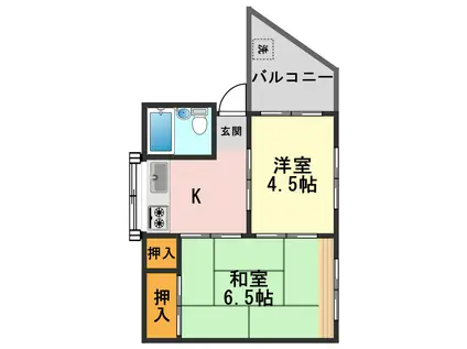 エクセレント富士(2DK/2階)の間取り写真
