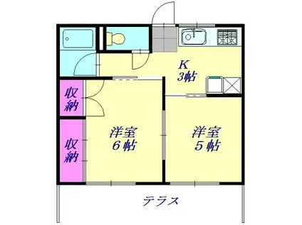 ハイツ深谷(2K/1階)の間取り写真