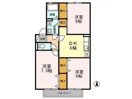 セジュールさくら館(3DK/1階)の間取り写真