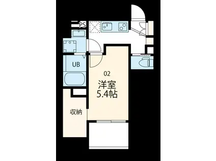 ピースコート登戸III(1K/2階)の間取り写真