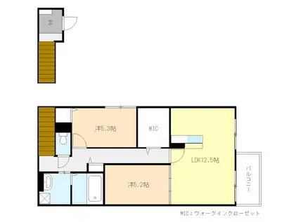 サンフローII A棟(2LDK/2階)の間取り写真