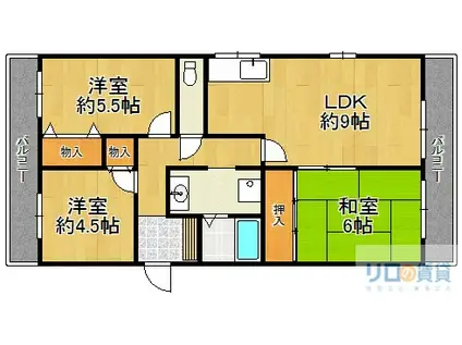 カルムエール乾(3LDK/1階)の間取り写真